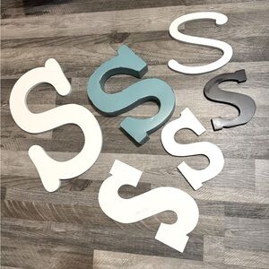Letter S decor metal and wood